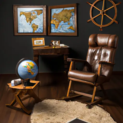An image depicting a pilot's living room adorned with travel souvenirs, showing a well-worn leather chair, a globe, and a framed photo of a family, capturing the bittersweet blend of adventure and longing in their challenging lifestyle