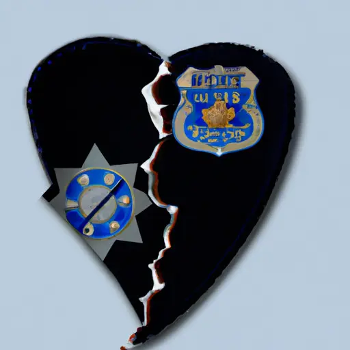 An image that juxtaposes a police officer's badge, symbolizing authority, with a broken heart, representing the emotional toll of the job