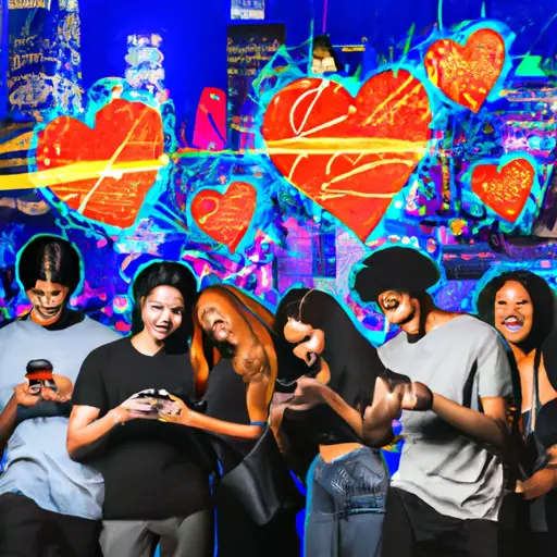 An image showcasing a diverse group of 22-year-olds happily connecting through their smartphones, surrounded by vibrant city lights, symbolizing the best dating apps for their age group