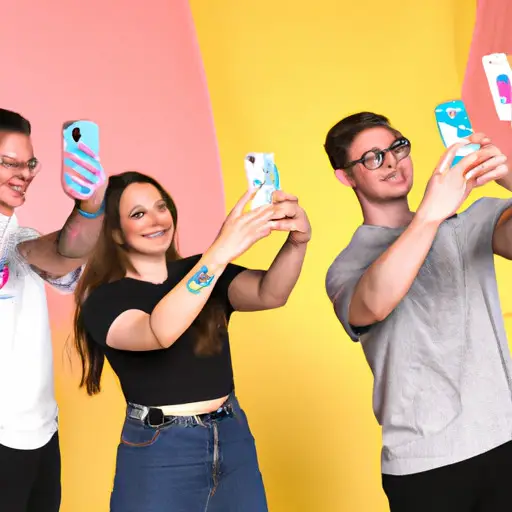 an image showcasing a diverse group of vibrant 23-year-olds, laughing and engaging in fun activities together, while using a dating app on their smartphones, capturing the essence of an ideal dating site for young adults