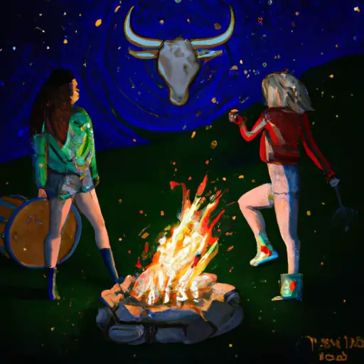 An image showcasing a Taurus woman bonding with her fire sign best friends