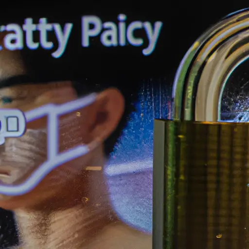 An image that depicts a computer screen with a locked padlock symbolizing privacy, while a blurred reflection of a user's face wearing a discreet mask suggests anonymity and protection on the best website for extra marital affairs