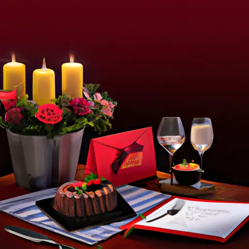 An image of a candlelit table for two, adorned with vibrant roses and sparkling champagne glasses