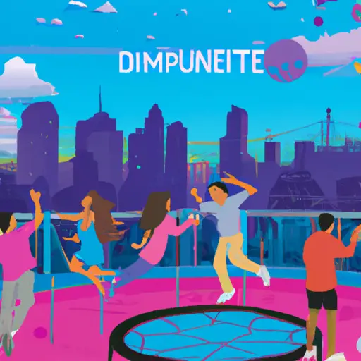 An image showcasing the evolution of Bounce Dating, with a vibrant cityscape backdrop