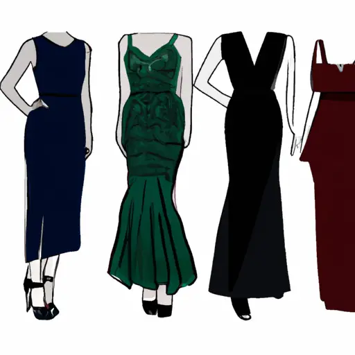 An image showcasing four elegant dress options for a classy dinner date