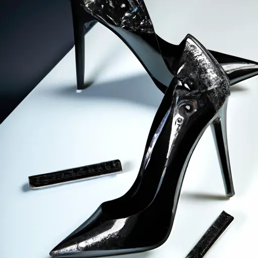 An image showcasing a pair of sleek black stilettos adorned with sparkling rhinestones, perfectly complementing a sophisticated dinner date outfit