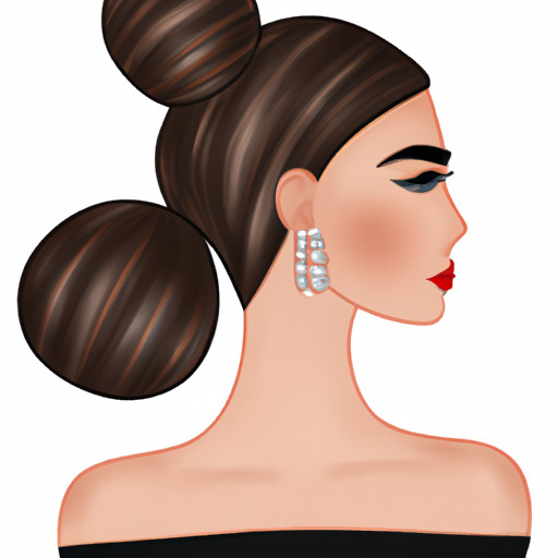 An image showcasing a woman with a sleek chignon hairstyle, adorned with a delicate hairpin