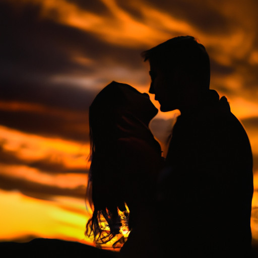  the ethereal beauty of love at dusk with a couple's silhouette against a fiery sunset