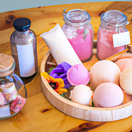 An image featuring a beautifully arranged assortment of homemade bath and body products for your girlfriend