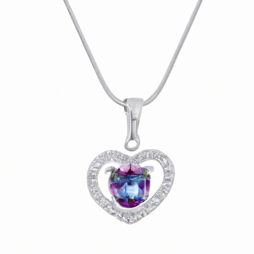 An image featuring delicate silver wire meticulously shaped into a heart-shaped pendant, adorned with vibrant gemstones