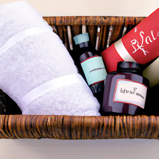 An image showcasing a serene, spa-inspired date night gift basket
