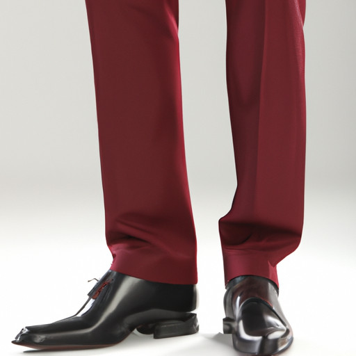 An image showcasing a dapper man, confidently striding in perfectly tailored pants, elegantly complemented by sleek leather shoes