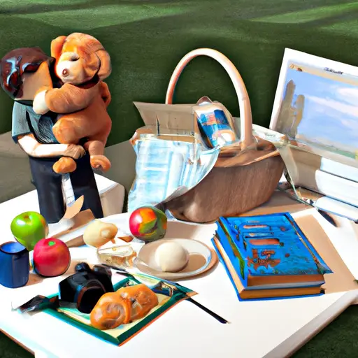 An image showcasing a couple enjoying a picnic in a serene park, surrounded by a harmonious blend of toys, books, and work-related items, subtly representing the delicate balance between love, parenting, and career