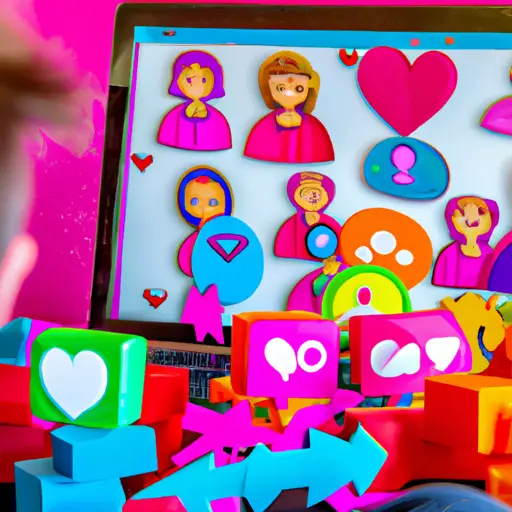 Nt image depicting a parent sitting at a laptop, surrounded by colorful icons representing various dating apps