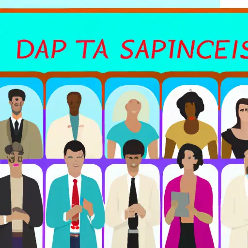 An image showcasing a diverse group of scientists in a virtual setting on a dating app, with profiles displaying their research interests, fostering connections and scientific collaborations