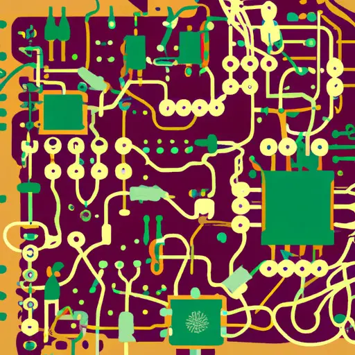 An image featuring a colorful, intricate circuit board with various pathways and connectors, symbolizing the complex matching algorithms used in dating apps for scientists