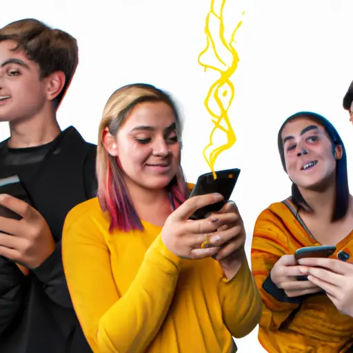 An image that captures the tension between a group of teenagers engrossed in their phones, while the real connections and emotions pass them by