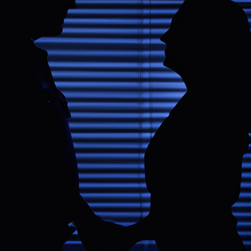 An image capturing the essence of dating as a cop, featuring a silhouette of a police officer holding hands with a partner in a dimly lit room, simultaneously conveying the secrecy and emotional connection required in such relationships