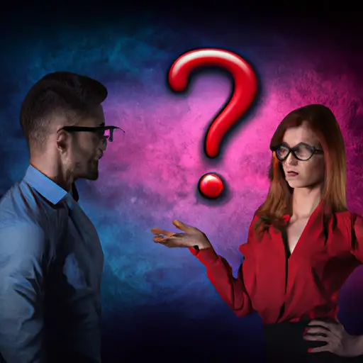 An image showcasing a woman confidently asking thought-provoking questions to a man, symbolizing the transformative power of the Question and Answer format in revolutionizing dating