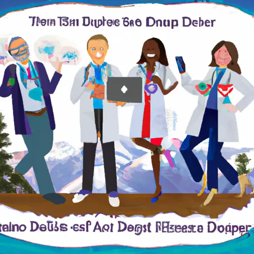 An image showcasing a diverse group of doctors happily engaged in various activities like dining, hiking, and laughing together, illustrating the top dating sites exclusively designed for doctors