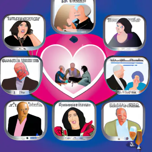 An image showcasing a diverse group of widows and widowers engaging in different activities, surrounded by various dating site logos