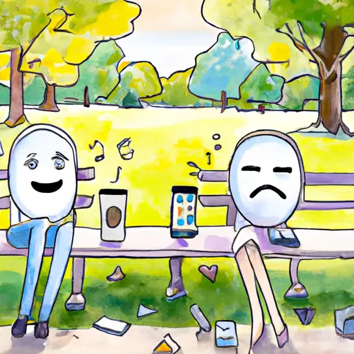 An image depicting a couple sitting side by side on a park bench, smiling and engaged in deep conversation, as their phones lie discarded next to them, symbolizing the long-term positive effects of deleting social media for relationships