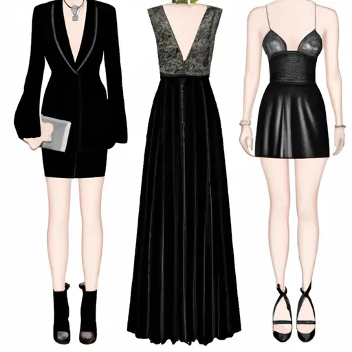 An image showcasing three elegant and sophisticated dinner date outfits for ladies