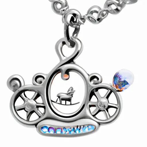 An image showcasing a gleaming silver necklace adorned with a delicate, personalized Cinderella carriage pendant