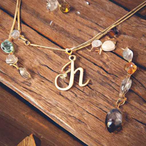 An image showcasing a delicate, gold pendant necklace with a dainty, hand-stamped initial charm