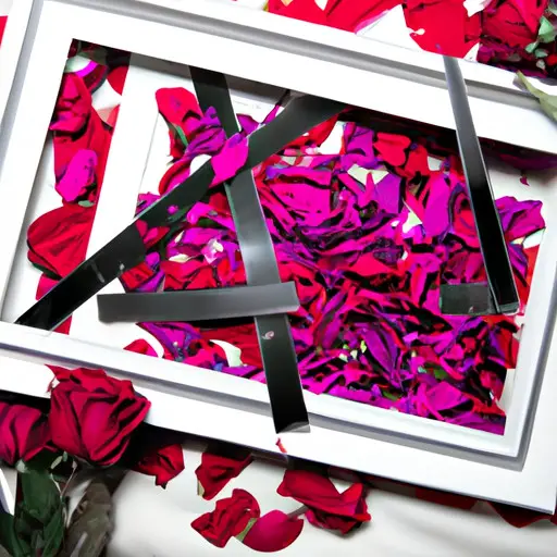 An image showcasing a shattered photo frame lying on a bed of wilting roses, symbolizing the emotional toll of deleting pictures of an ex-lover