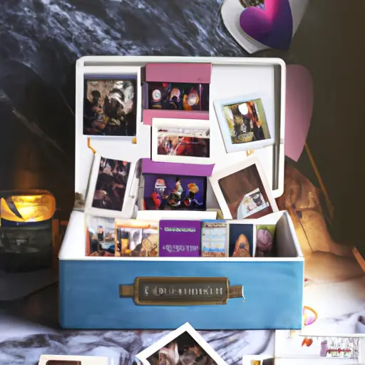 An image showcasing a beautifully decorated memory box, filled with nostalgic trinkets and a collection of old polaroids capturing intimate moments, symbolizing the reasons why some choose to hold onto pictures of their exes