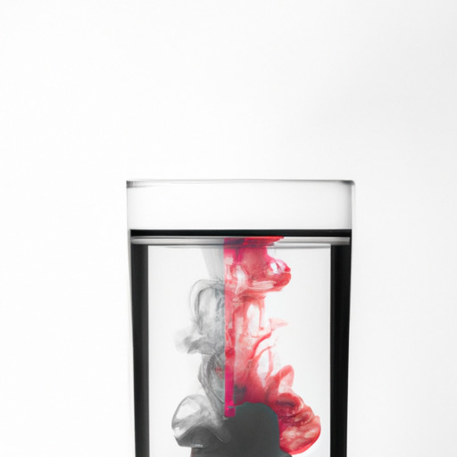 An image featuring a vibrant, color-changing litmus paper submerged in a glass of water