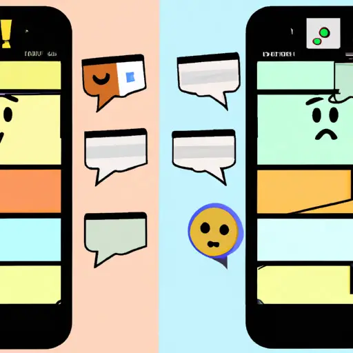 An image showcasing a smartphone screen split in half, one side displaying multiple conversation threads, while the other side exhibits frustrated emojis and a pile of unanswered messages