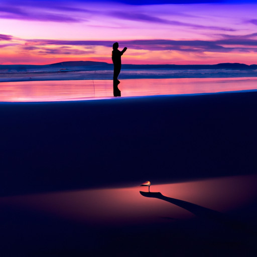 An image capturing a serene beach scene at sunset, where a silhouette of a woman stands on the sand, her face glowing with surprise as a mysterious stranger bends down on one knee, holding out a dazzling engagement ring