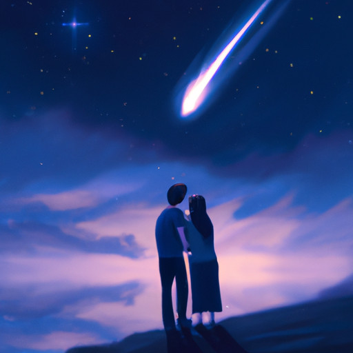 An image depicting a serene starlit night sky, where a couple gazes longingly at a glowing shooting star, symbolizing their shared desire for a baby boy, while hinting at the complex implications this dream holds for their future