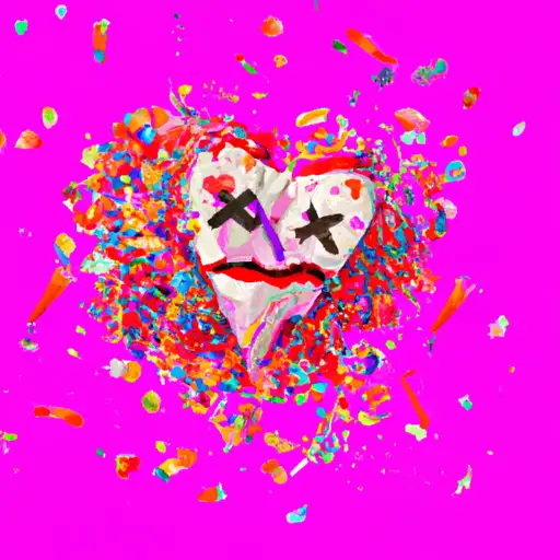 An image of a shattered heart-shaped piñata with an exaggerated smile, surrounded by a burst of colorful confetti, as if it has just been hilariously smashed to bits, capturing the essence of funny breakup jokes