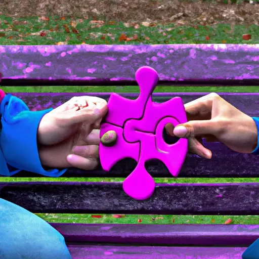 An image showcasing a couple sitting on a park bench facing each other, one holding a heart-shaped puzzle piece representing trust, while the other gently places a hand on their partner's shoulder, symbolizing open communication