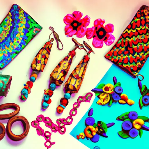 An image showcasing a colorful array of handmade accessories such as beaded earrings, woven bracelets, and embroidered hairpins