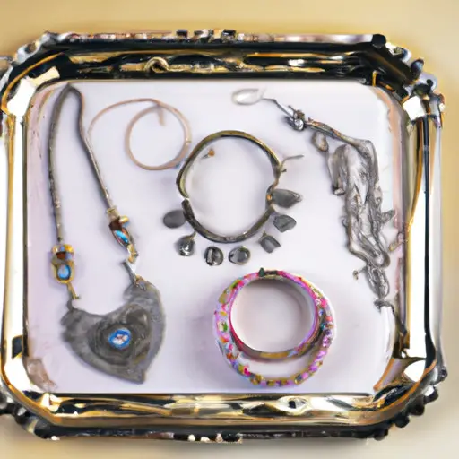 An image showcasing an array of delicate, handcrafted jewelry pieces, nestled on a beautifully patterned velvet tray