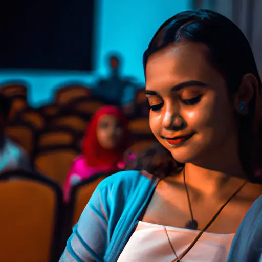 An image capturing a person's genuine smile while leaning in attentively to listen to a girl sing