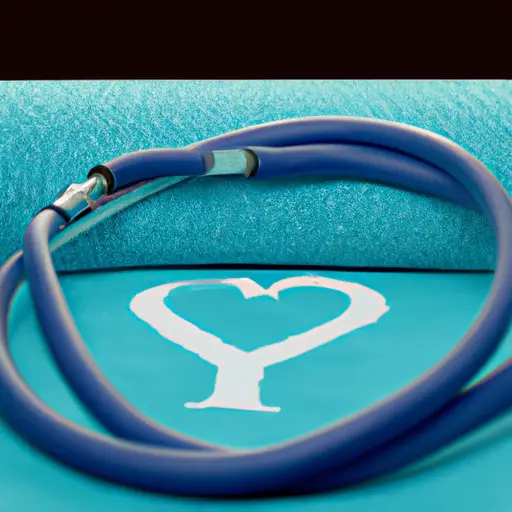 An image that showcases a doctor's stethoscope delicately intertwined with a heart-shaped yoga mat, symbolizing the importance of self-care while dating a doctor