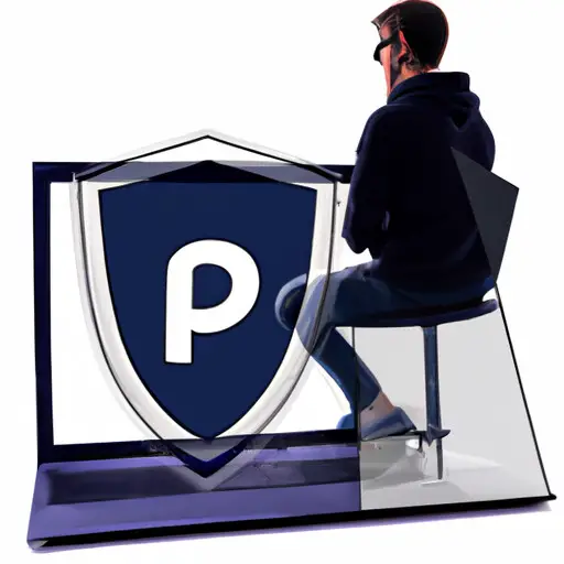 An image depicting a person sitting at a computer, surrounded by a transparent shield representing online privacy