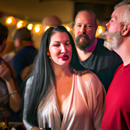 An image capturing a crowded party scene with soft lighting