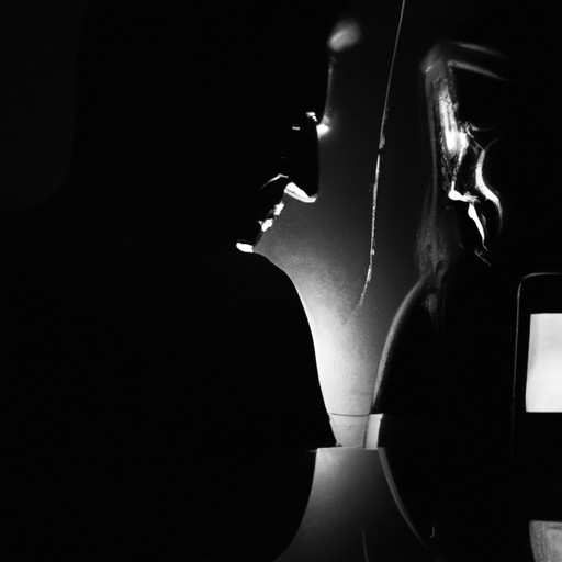 An image showcasing a couple sitting on opposite ends of a dimly lit room, their faces concealed by shadows