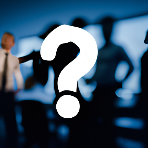 An image showing a blurred-out silhouette of a person with a question mark hovering above them, while colleagues in sharp focus exchange disapproving glances in the background