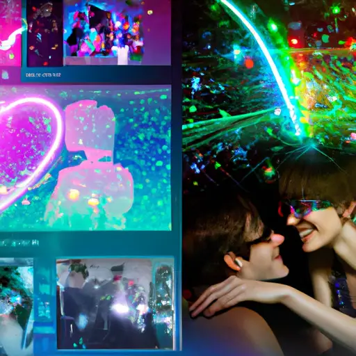 An image showcasing a digital collage of diverse characters immersed in a virtual gaming world, their avatars interacting on a dating site interface, symbolizing the possibility of a dating site exclusively for gamers