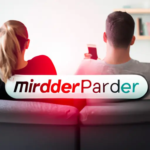 An image depicting a couple sitting on a couch, with their backs turned to each other, engrossed in their smartphones, while a blurred Tinder logo hovers above them, symbolizing the impact of the app on marriages