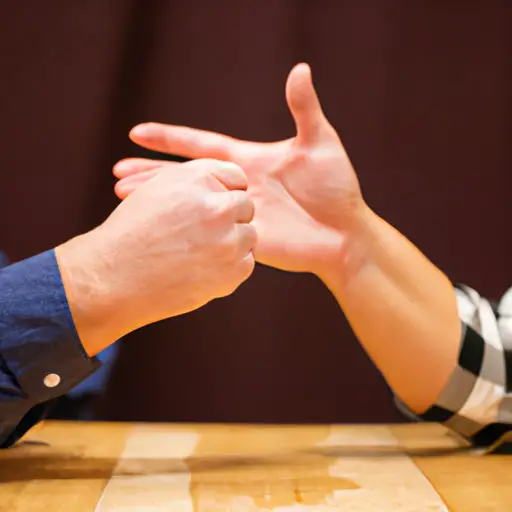 An image showcasing a couple sitting face-to-face at a cozy dining table, engaged in open conversation