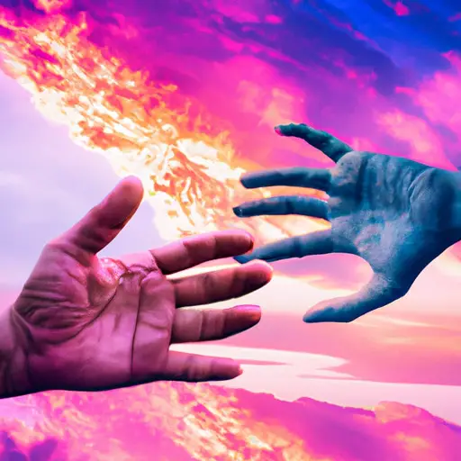 An image of two hands reaching out towards each other against a backdrop of a vibrant sunset, symbolizing the search for meaningful connections