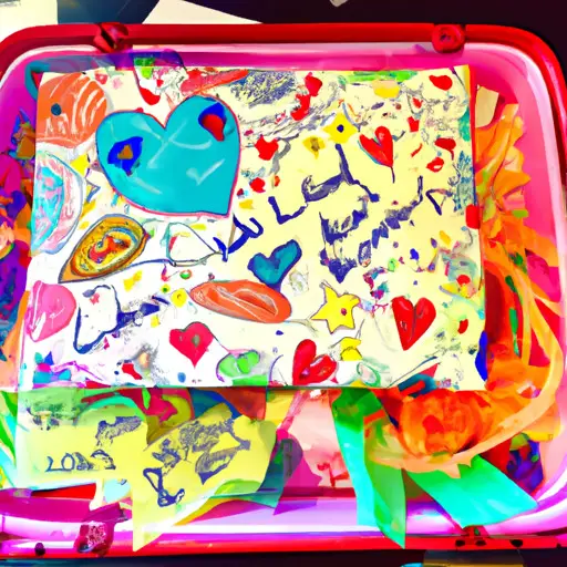 An image of a vibrant lunchbox overflowing with heart-shaped notes, each adorned with unique illustrations and personal messages